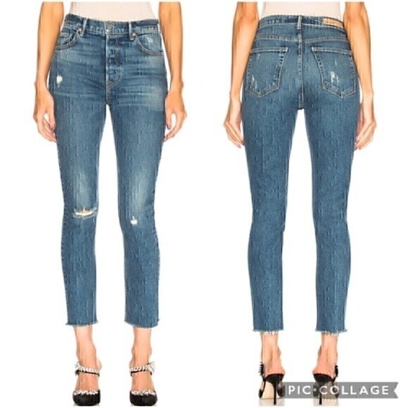 GRLFRND Karolina Button Fly Distressed Jeans - Picture 1 of 6